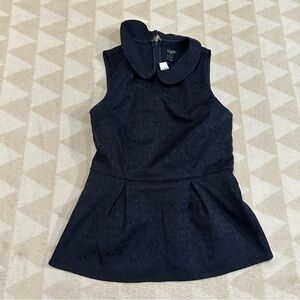 J crew peplum top sleeveless brocade jacquard Peter Pan collar